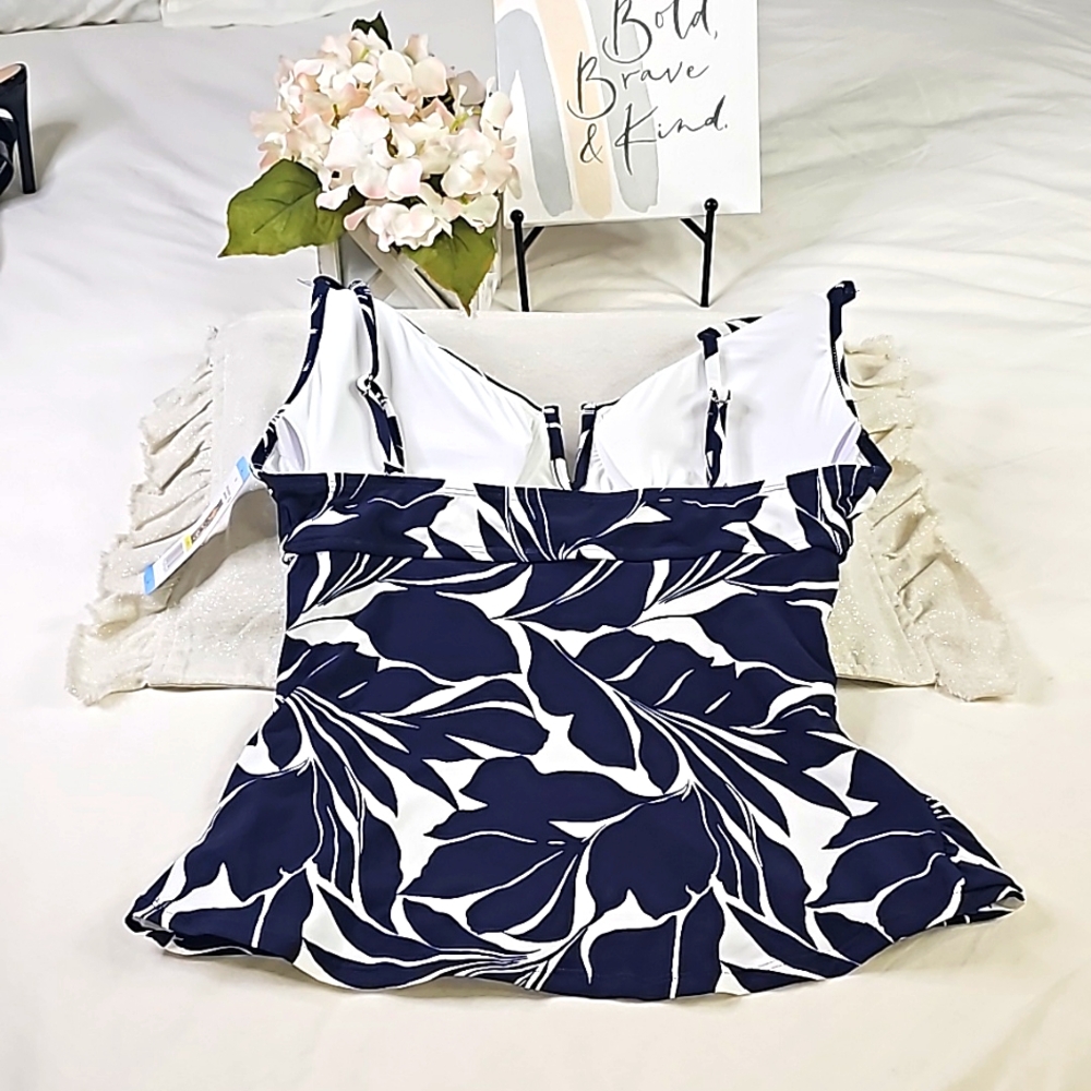 Anne Cole Tankinin Underwire Blue Elegant Wear Vacation Summer Resorwear - Picture 9 of 16